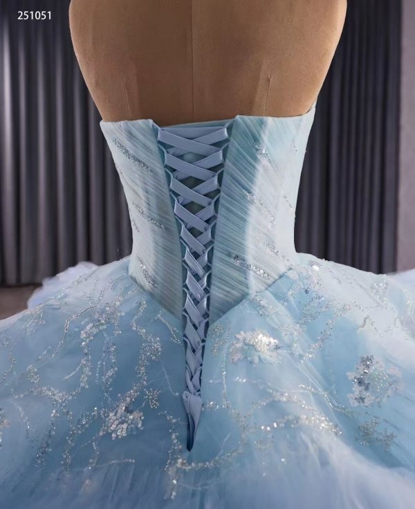 luxury model light sky blue tiered ball gown quinceanera dress 251051