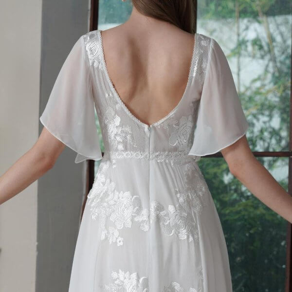 elegant a line wedding dress cap sleeve v neck sweep strain bridal dress 30916