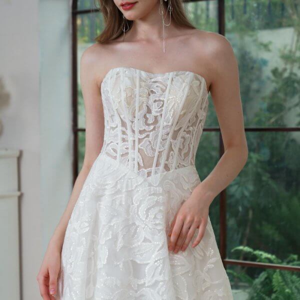 elegant a line wedding dress lace sleeveless sweetheart sweep strain bridal dress party gowns 5759