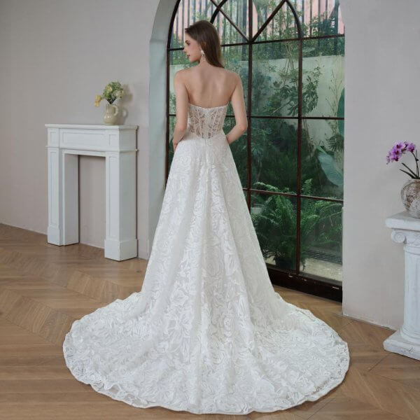 elegant a line wedding dress lace sleeveless sweetheart sweep strain bridal dress party gowns 5759